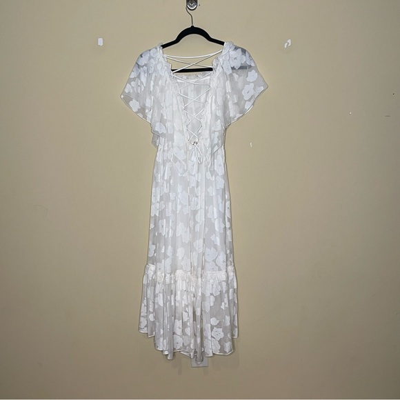 Ulla Johnson Mildred Floral Fil Coupe Ruffles Silk Blend Midi Dress - Picture 13 of 16